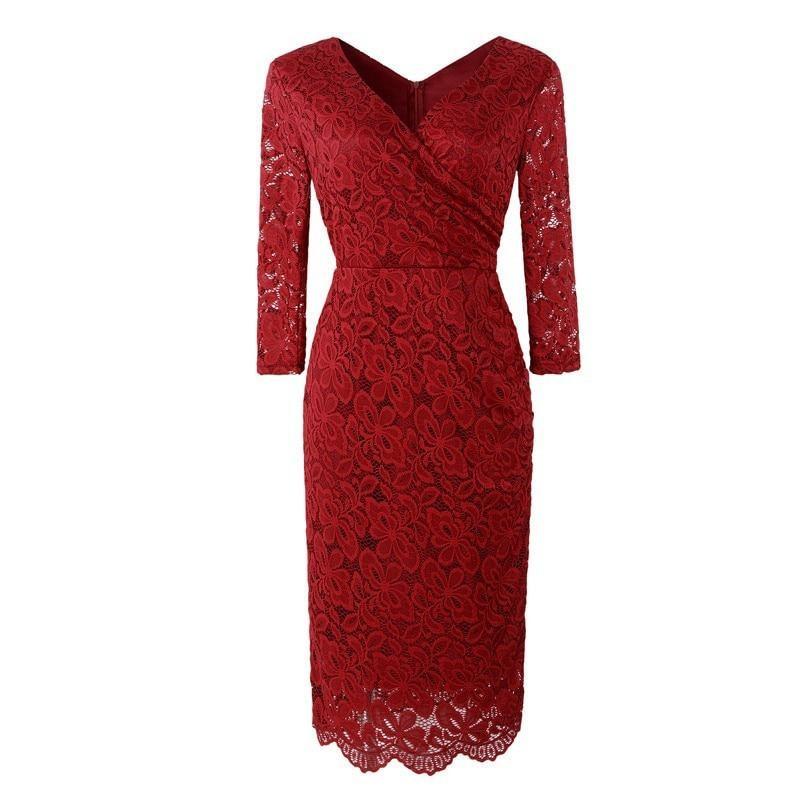 Vintage 50er Jahre Burgunder Bleistiftkleid