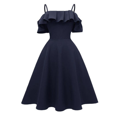 Marineblaues 50er-Jahre-Abendkleid