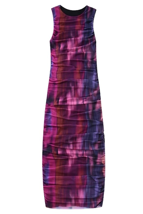 Buntes 70er-Jahre-Partykleid