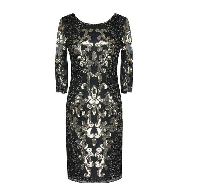 Schwarzgoldenes Abendkleid im Gatsby-Stil