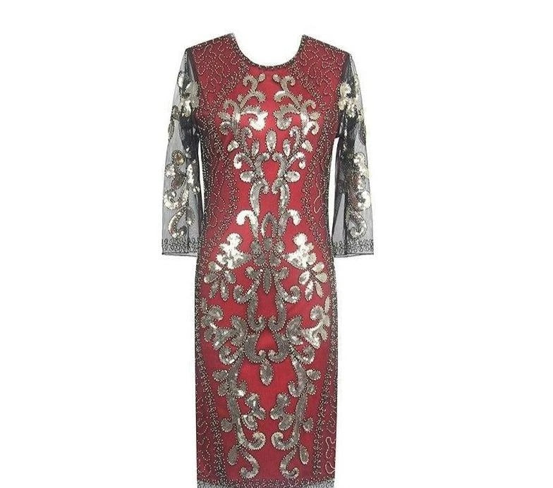 Rotgoldenes Abendkleid im Gatsby-Stil