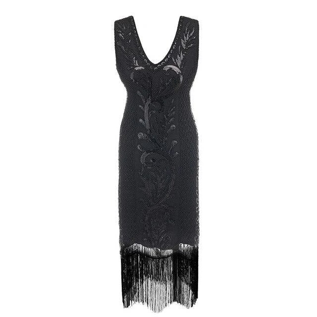 Intensiv schwarzes Gatsby Spirit Kleid