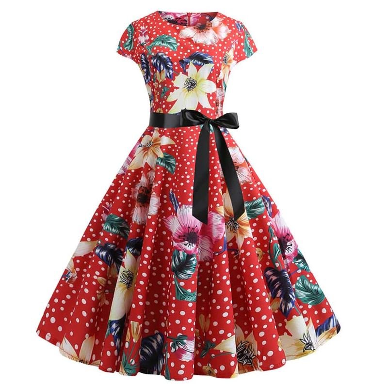 Künstlerisches Vintage-Flare-Kleid