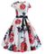 Weißes und rosa Vintage-Flare-Kleid