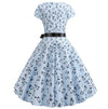 Vintage Blaues Musik Flare Kleid