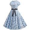 Vintage Blaues Musik Flare Kleid