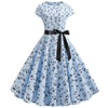 Vintage Blaues Musik Flare Kleid