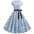 Vintage Blaues Musik Flare Kleid