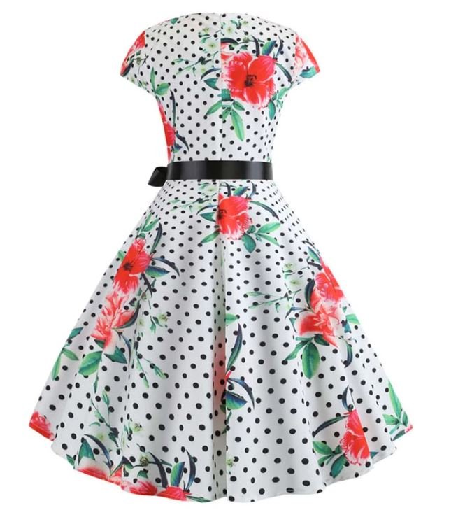 Mohnblumen-Vintage-Ausgestelltes Kleid