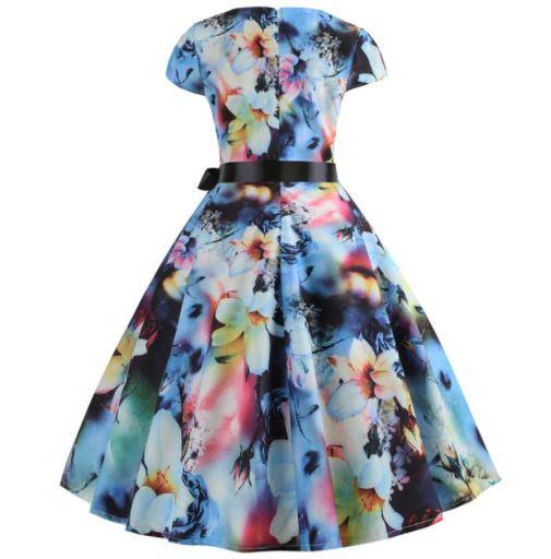 Vintage-Flare-Kleid mit Pastellblumen