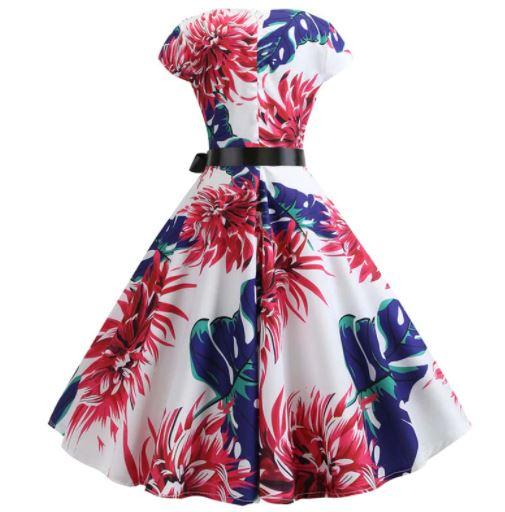 Vintage-Flare-Kleid mit großen Blumen