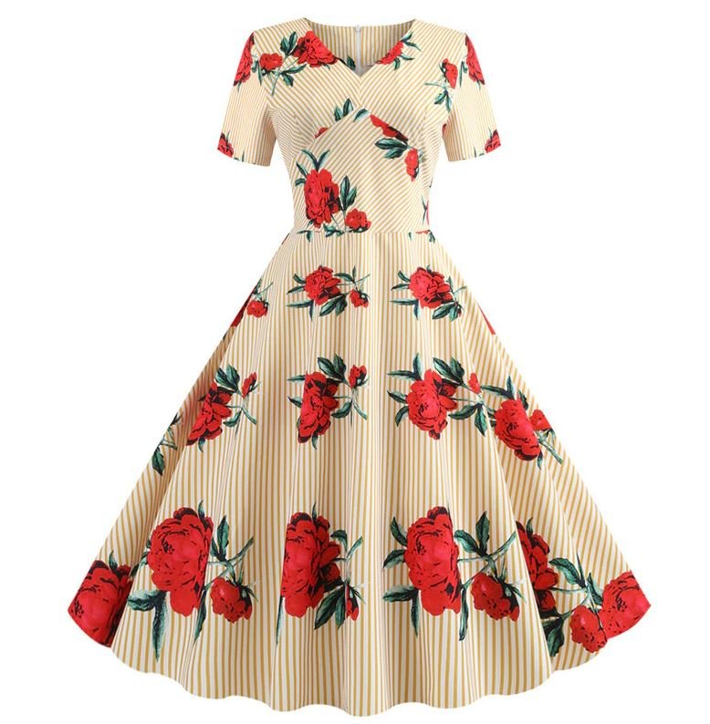 Vintage Flare Kleid Gelbe Blumen