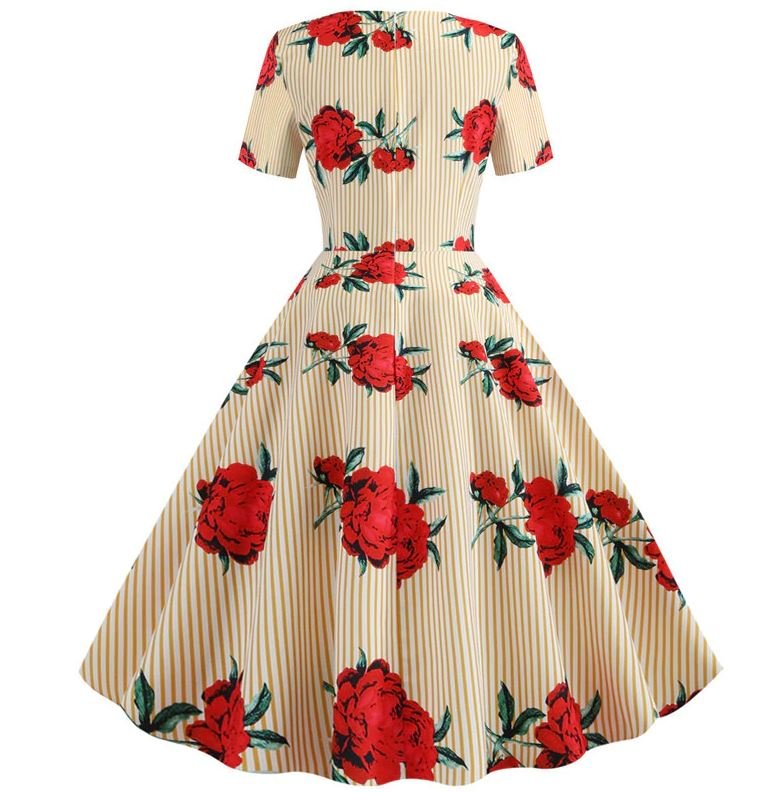 Vintage Flare Kleid Gelbe Blumen