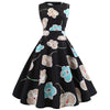 Vintage Flare Kleid Schwarze Blumen