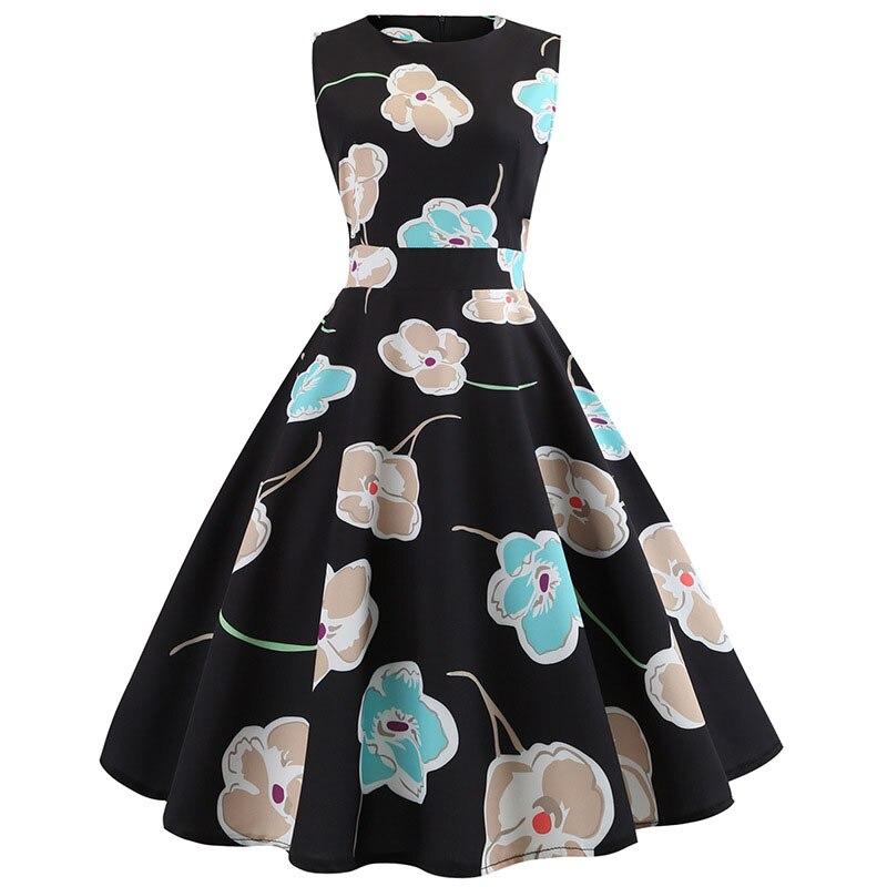 Vintage Flare Kleid Schwarze Blumen
