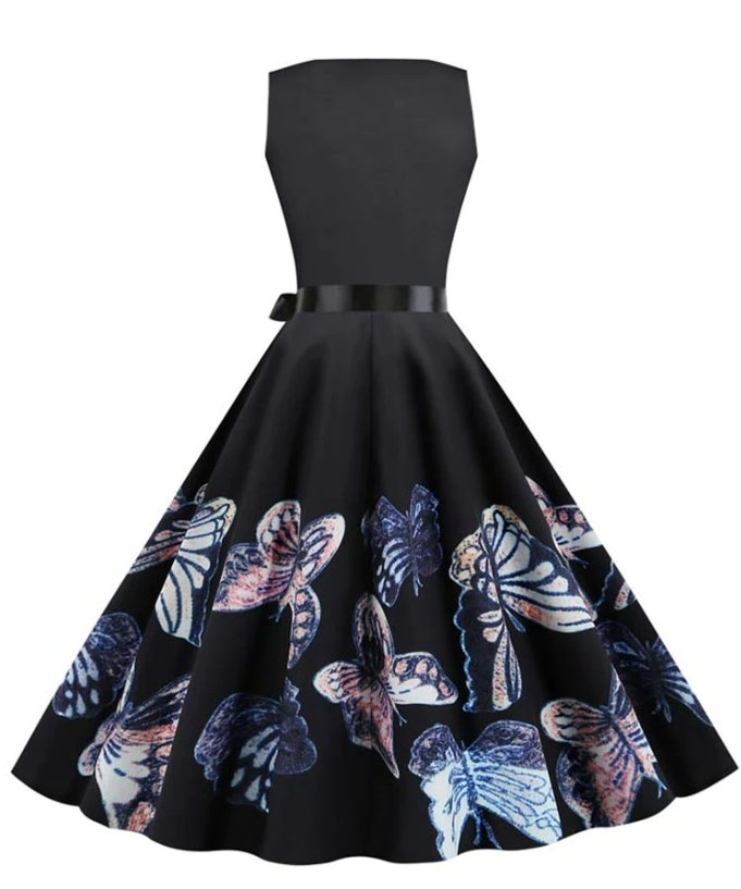 Violettes Vintage-Flare-Kleid