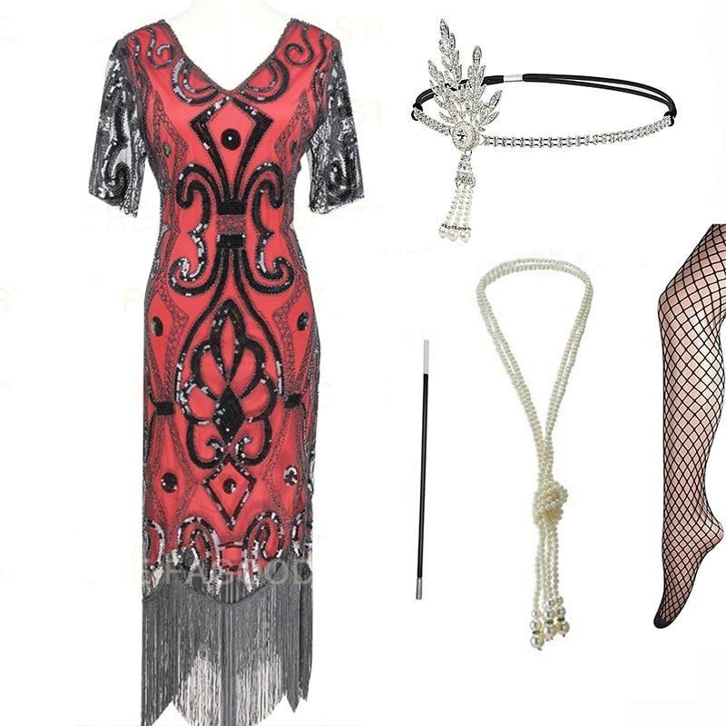 20er Jahre Flapper Kleid Rot