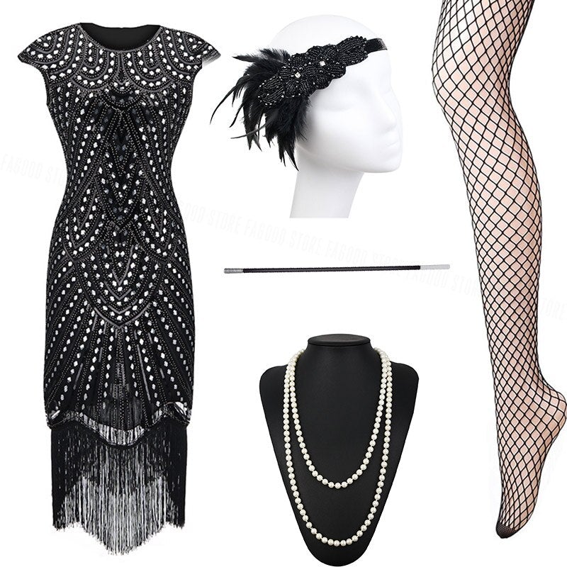 Gatsby 20er Jahre Kleid Schwarz