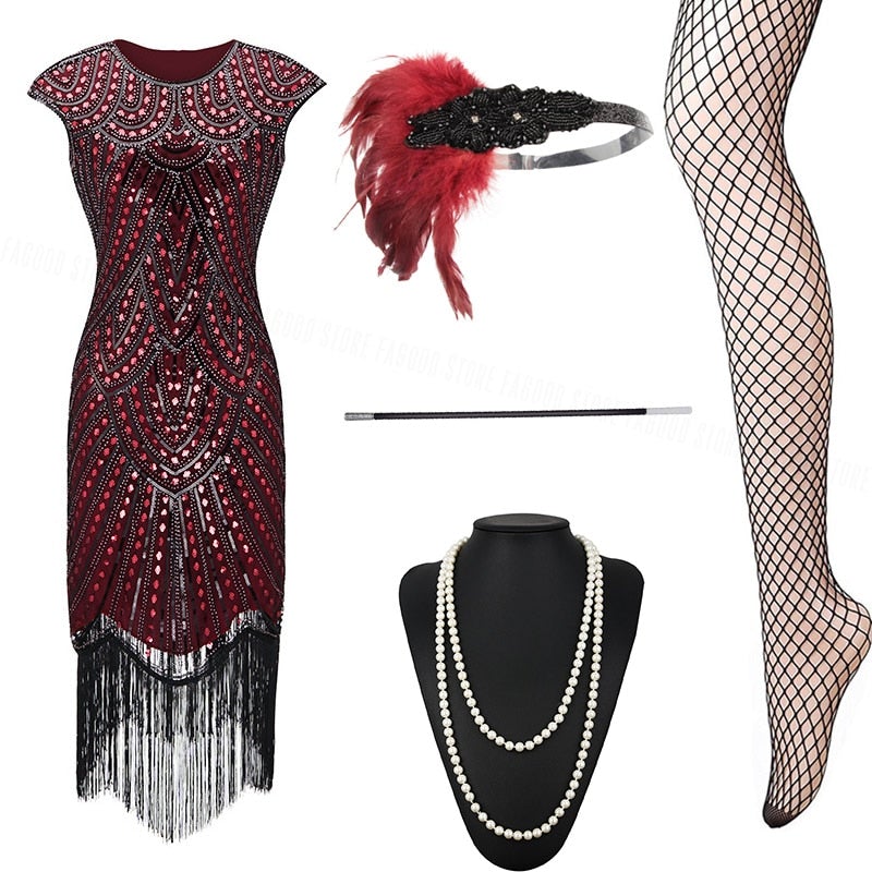 Gatsby 20er Jahre Kleid Rot