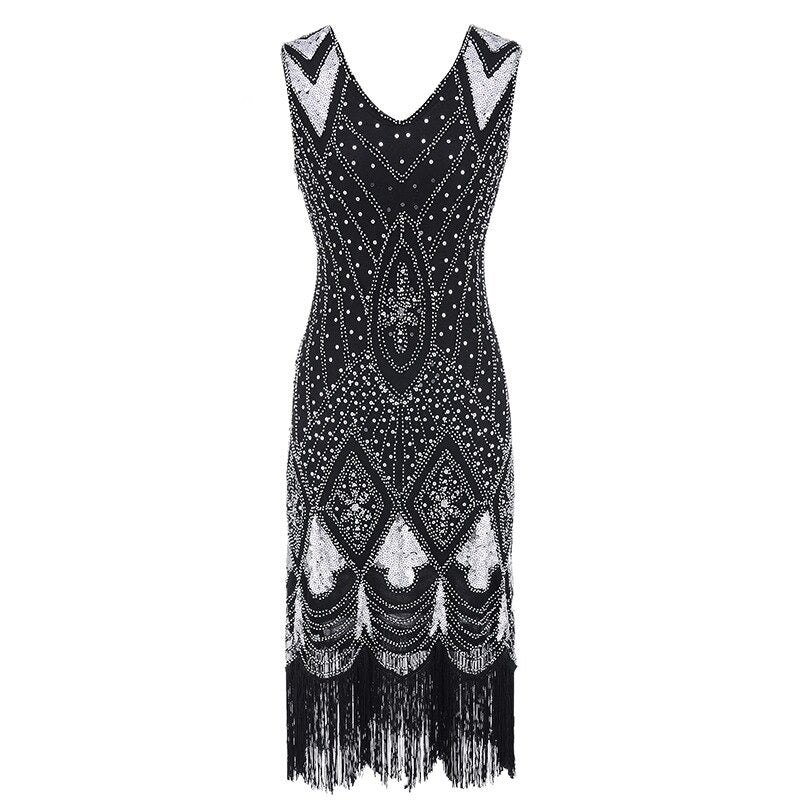 Gatsby Chic Kleid Schwarz Silber