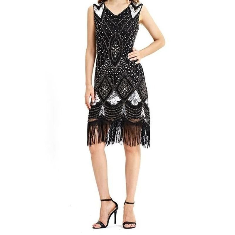 Schwarzes schickes Gatsby-Kleid