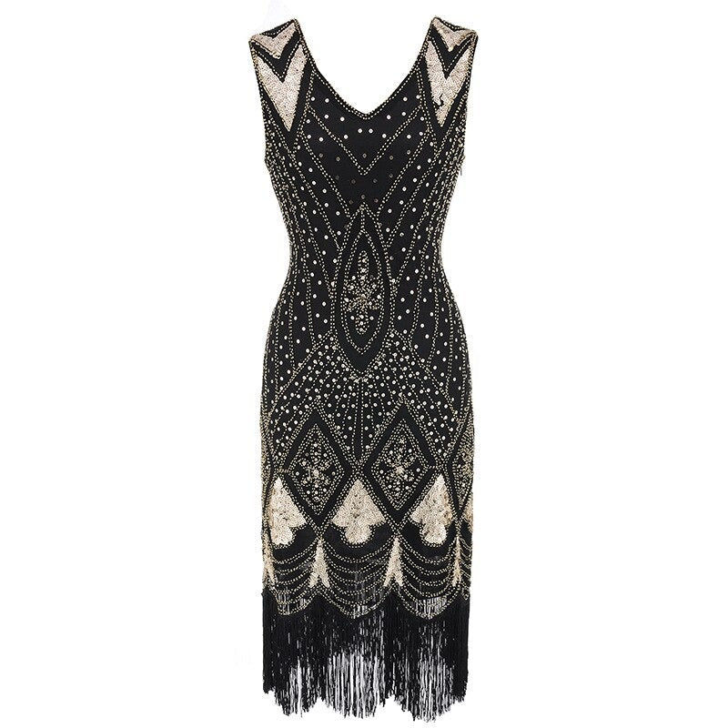 Schwarzes schickes Gatsby-Kleid