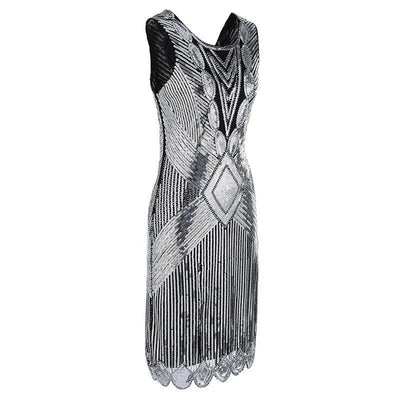 Silbernes kurzes Gatsby-Kleid