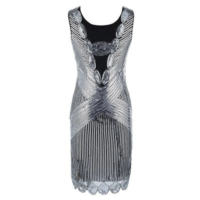 Silbernes kurzes Gatsby-Kleid