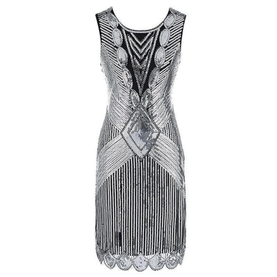 Silbernes kurzes Gatsby-Kleid