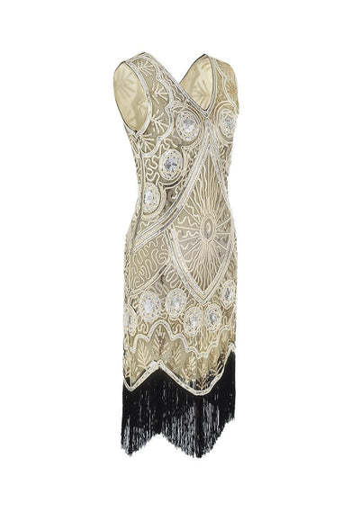 Kurzes beiges Gatsby-Kleid