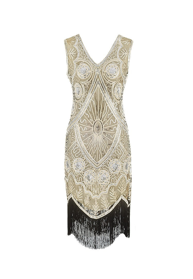 Kurzes beiges Gatsby-Kleid
