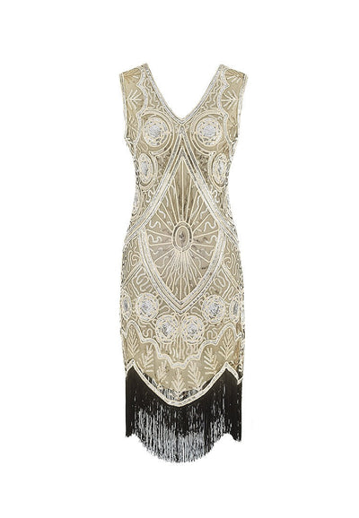 Kurzes beiges Gatsby-Kleid
