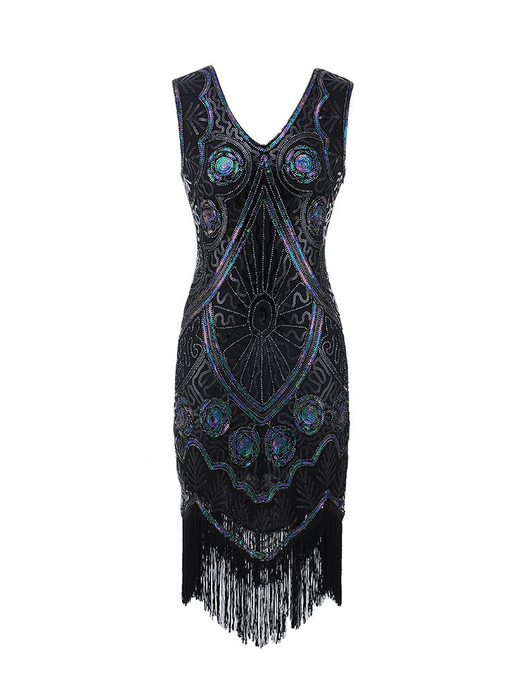 Schwarzes kurzes Gatsby-Kleid