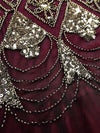 Burgunderrotes Haute Couture Langes Gatsby-Kleid