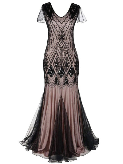 Rosa Haute Couture Langes Gatsby-Kleid