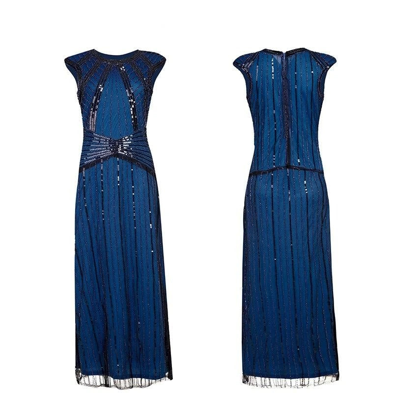 Schickes langes Gatsby-Kleid in Marineblau