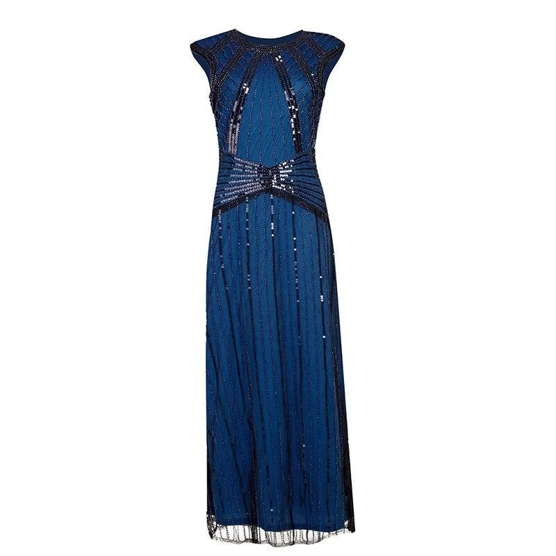Schickes langes Gatsby-Kleid in Marineblau