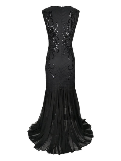 Langes Gatsby-Kleid – Retro-Chic-Schwarz