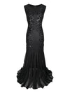 Langes Gatsby-Kleid – Retro-Chic-Schwarz