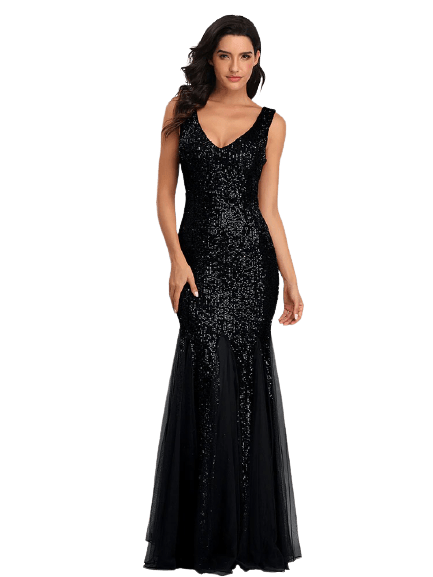 Gatsby Intensives schwarzes Hochzeitskleid