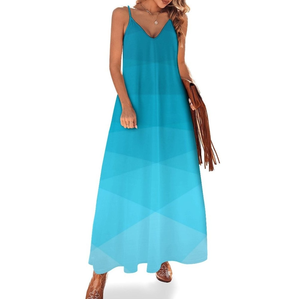 Blaues Hippie-Chic-Kleid