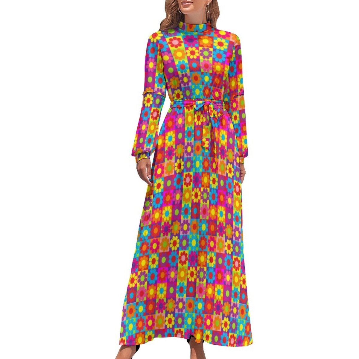 Kleine Blumen 70er Maxikleid