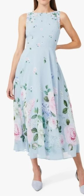 Vintage Blumen Maxikleid Blau