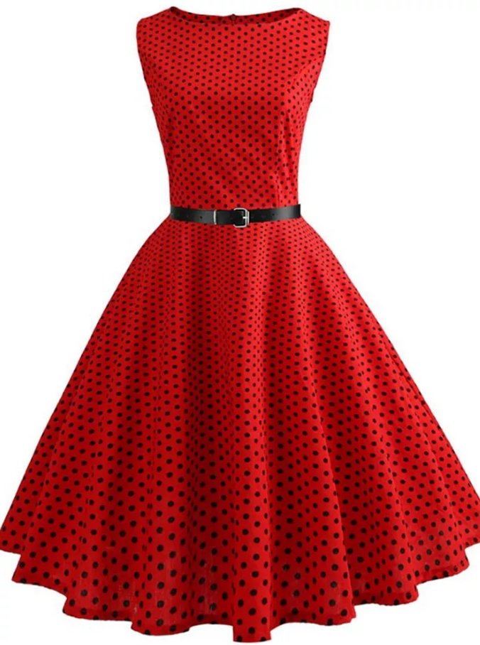 Rotes 50er-Jahre-Pin-Up-Kleid