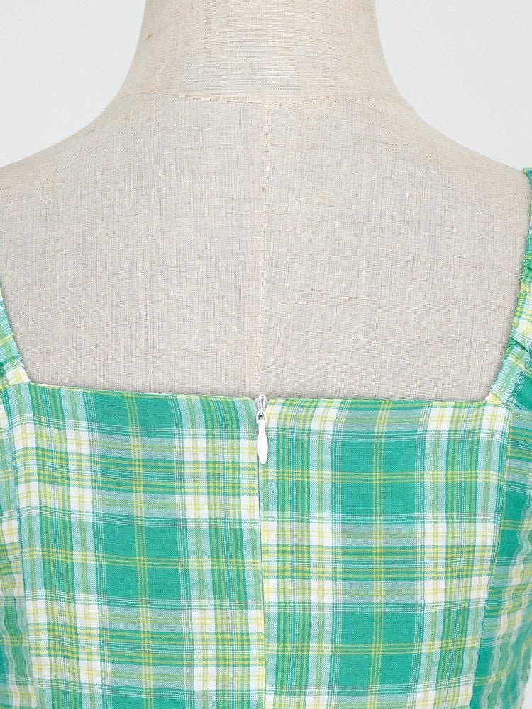 50er Jahre Gestreiftes Kleid Grün