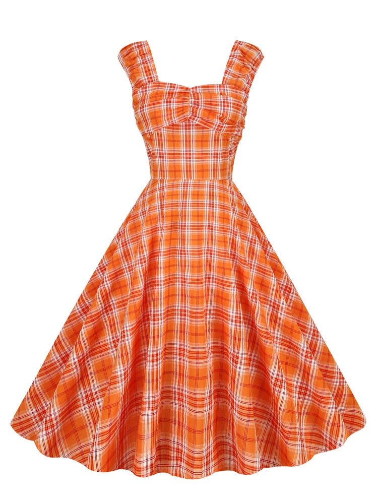 Gestreiftes Damenkleid im 50er-Jahre-Stil