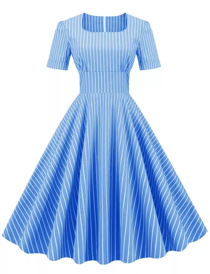 Retro 50er Jahre Kleid Blau