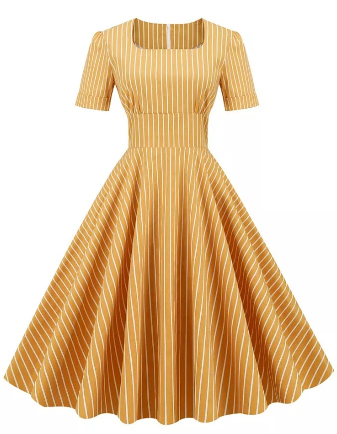 Retro 50er Jahre Kleid Gelb