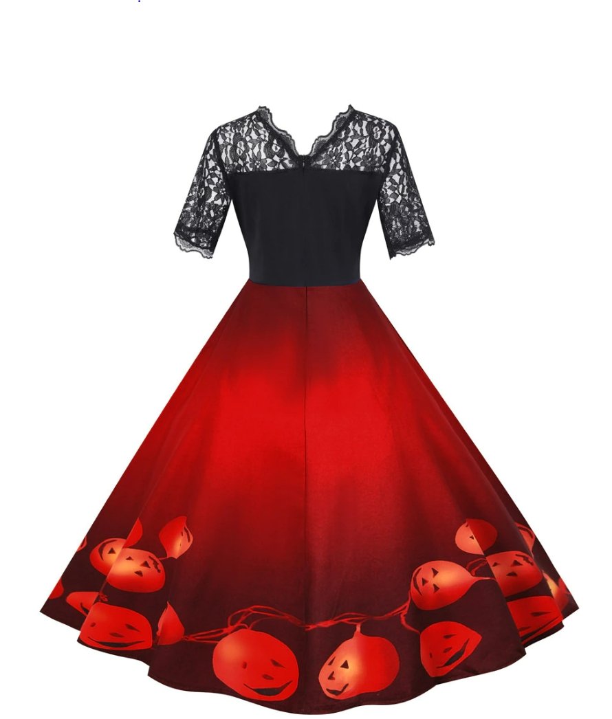 Schwarzes Halloween-Retro-Kleid