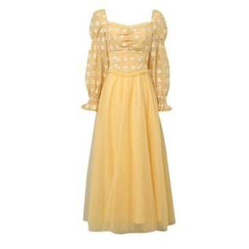 1940er-Jahre-Mode-Retro-Kleid Gelb
